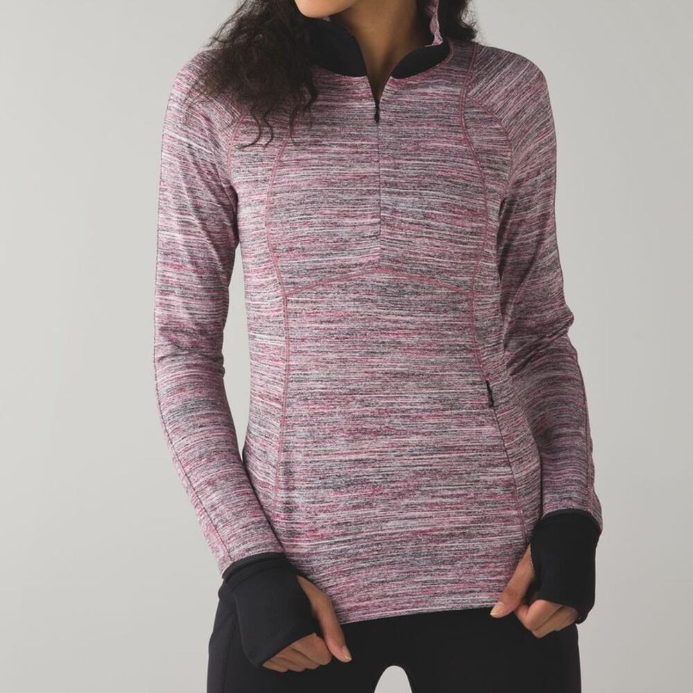 Lululemon Runderful 1/2 Zip Rulu Pullover Space Dye Camo Berry Rumble Size 4